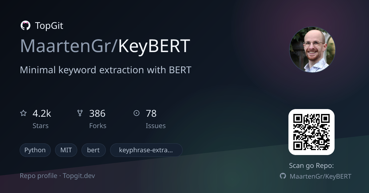 TopGit repo profile image for MaartenGr/KeyBERT