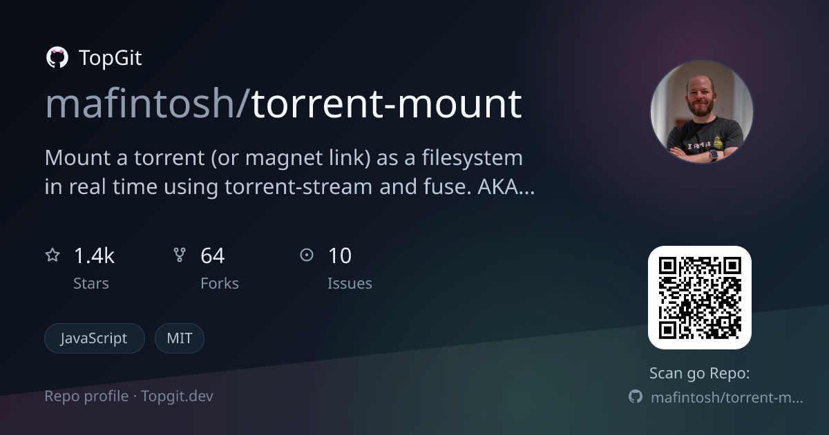 TopGit repo profile image for mafintosh/torrent-mount