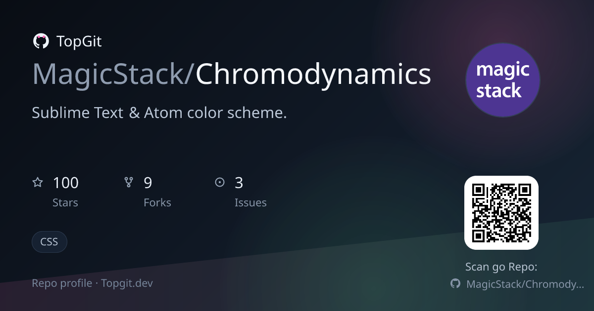 TopGit repo profile image for MagicStack/Chromodynamics