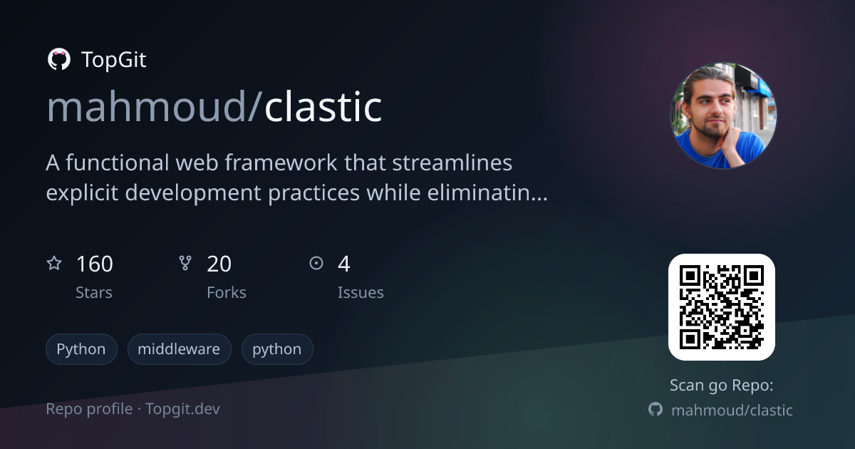 TopGit repo profile image for mahmoud/clastic