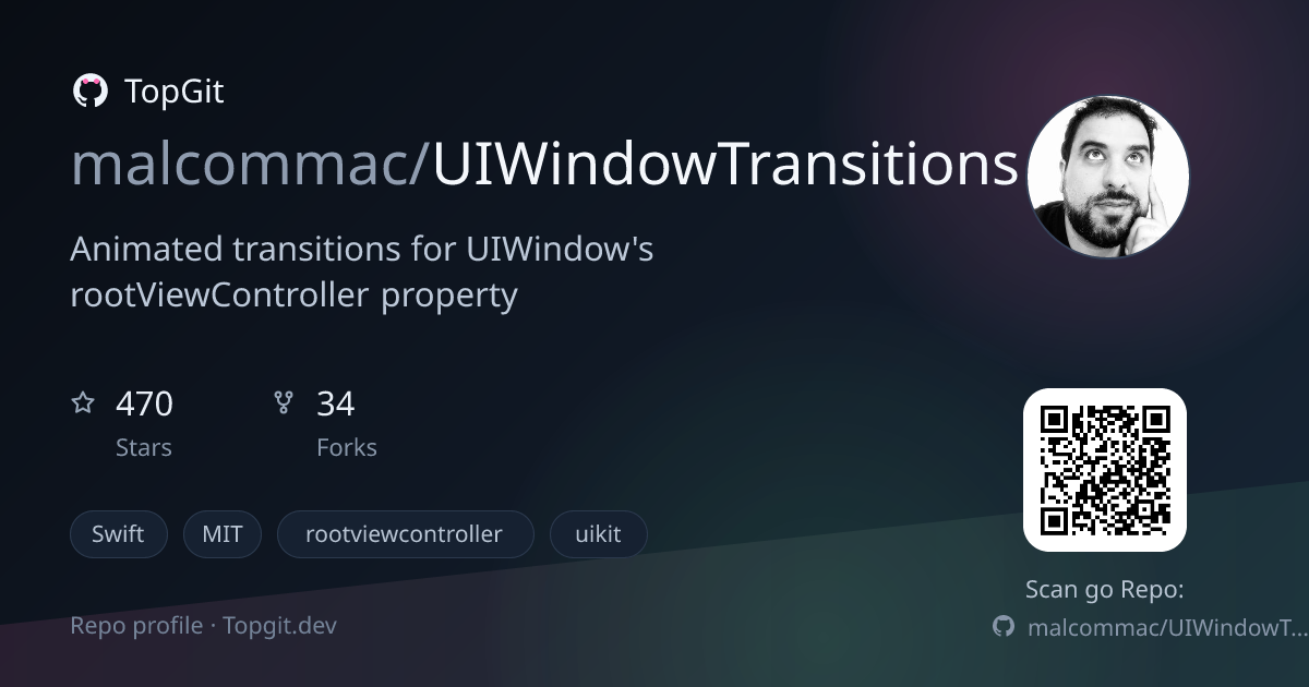 TopGit repo profile image for malcommac/UIWindowTransitions