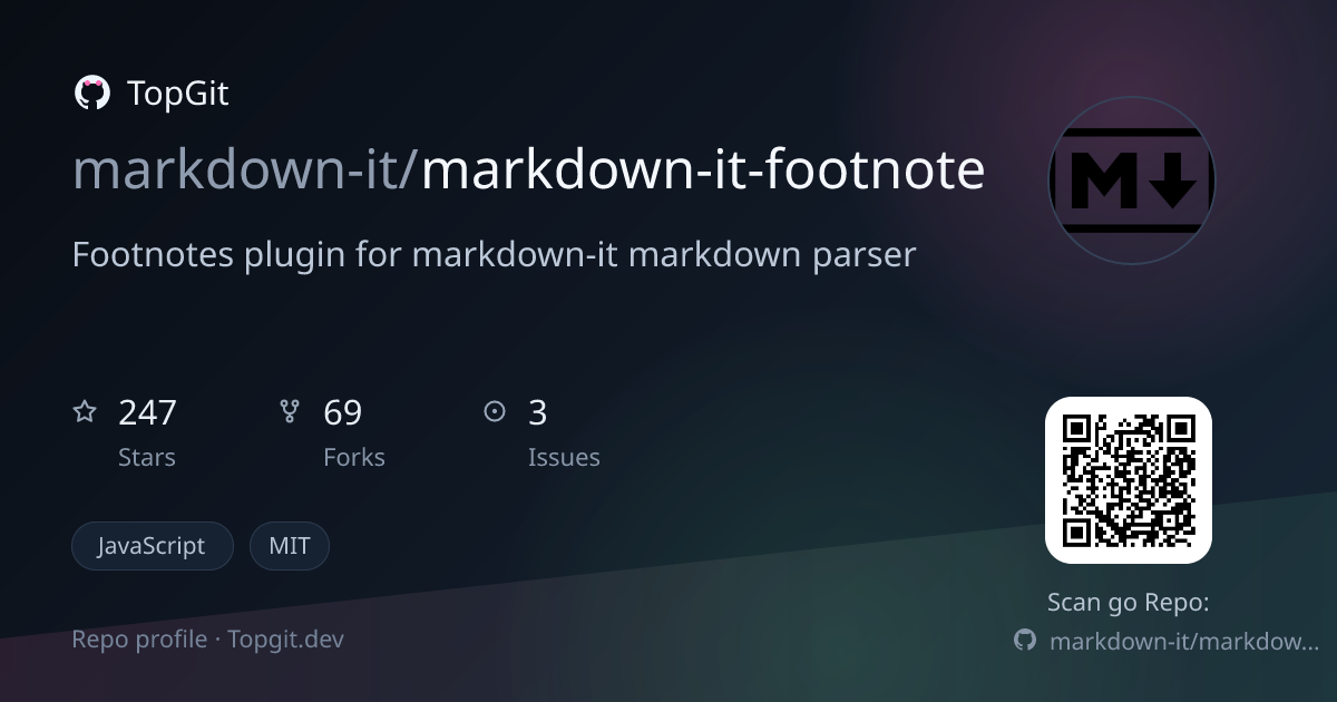 TopGit repo profile image for markdown-it/markdown-it-footnote