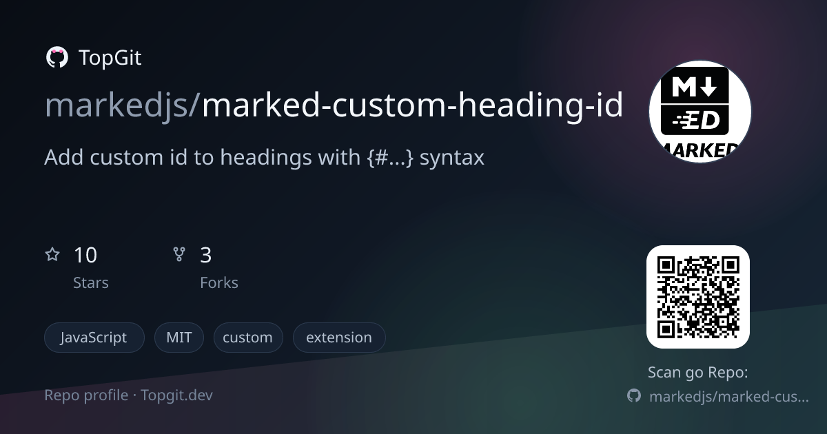 TopGit repo profile image for markedjs/marked-custom-heading-id