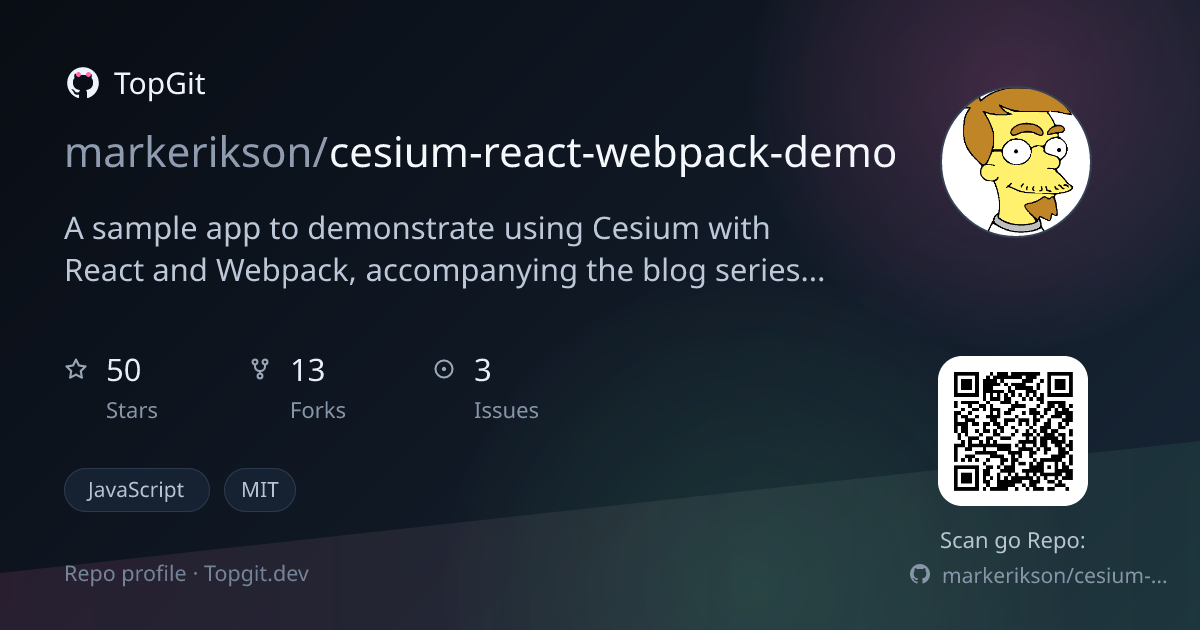 TopGit repo profile image for markerikson/cesium-react-webpack-demo