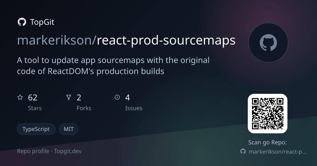 TopGit repo profile image for markerikson/react-prod-sourcemaps