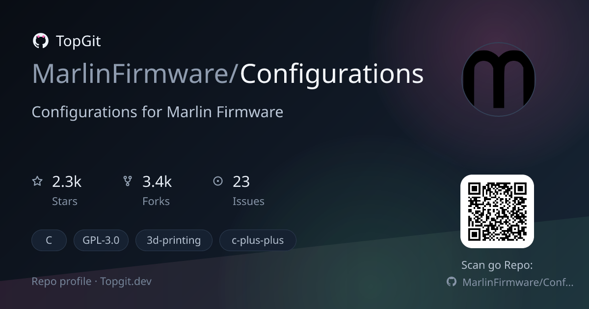 TopGit repo profile image for MarlinFirmware/Configurations
