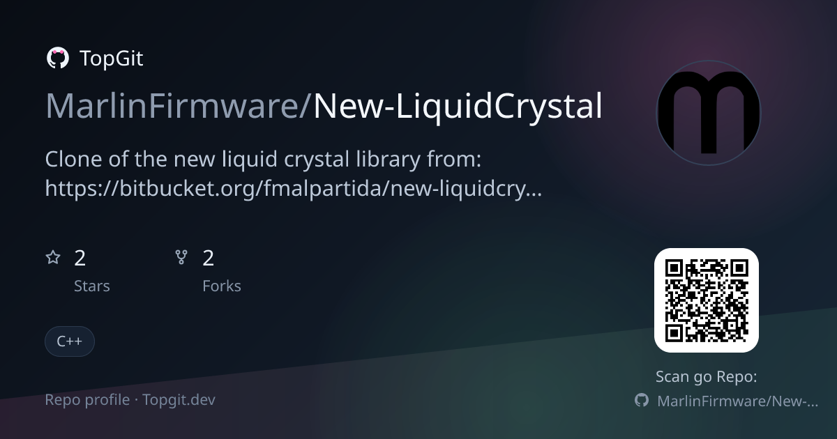 TopGit repo profile image for MarlinFirmware/New-LiquidCrystal