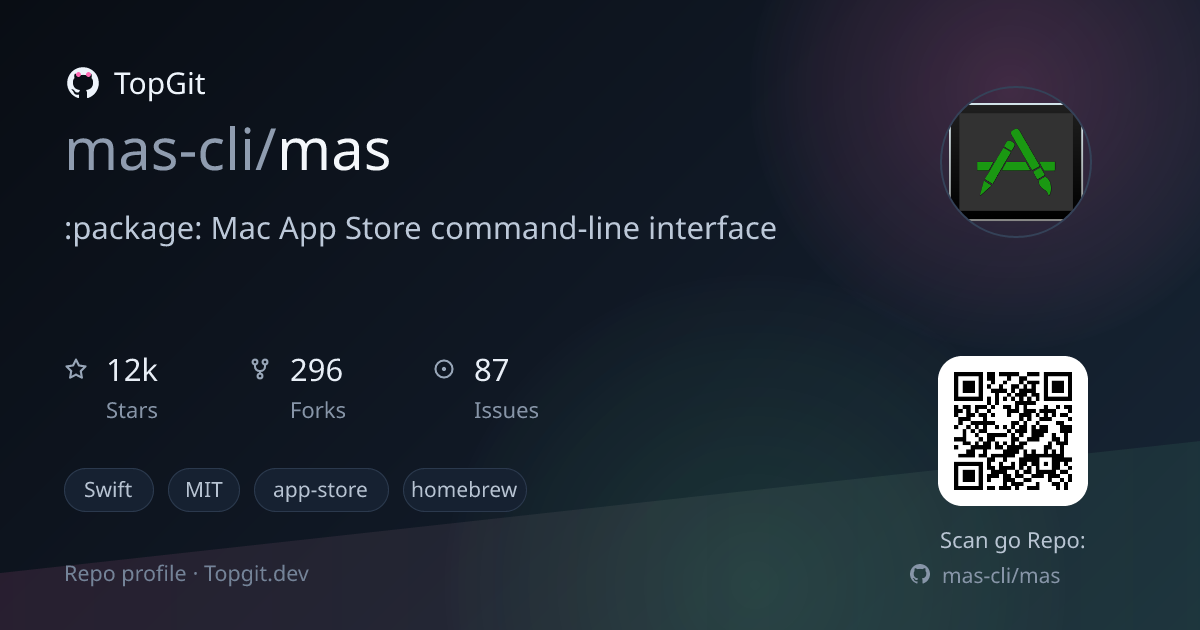 TopGit repo profile image for mas-cli/mas