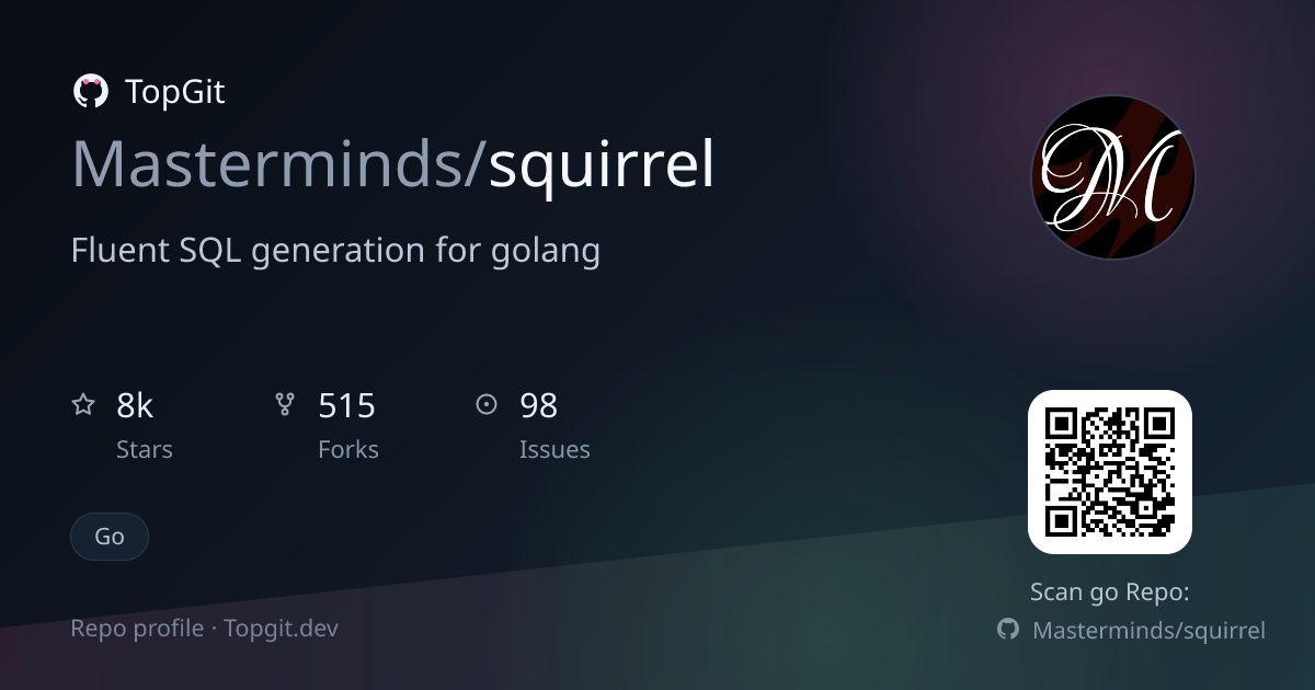 TopGit repo profile image for Masterminds/squirrel