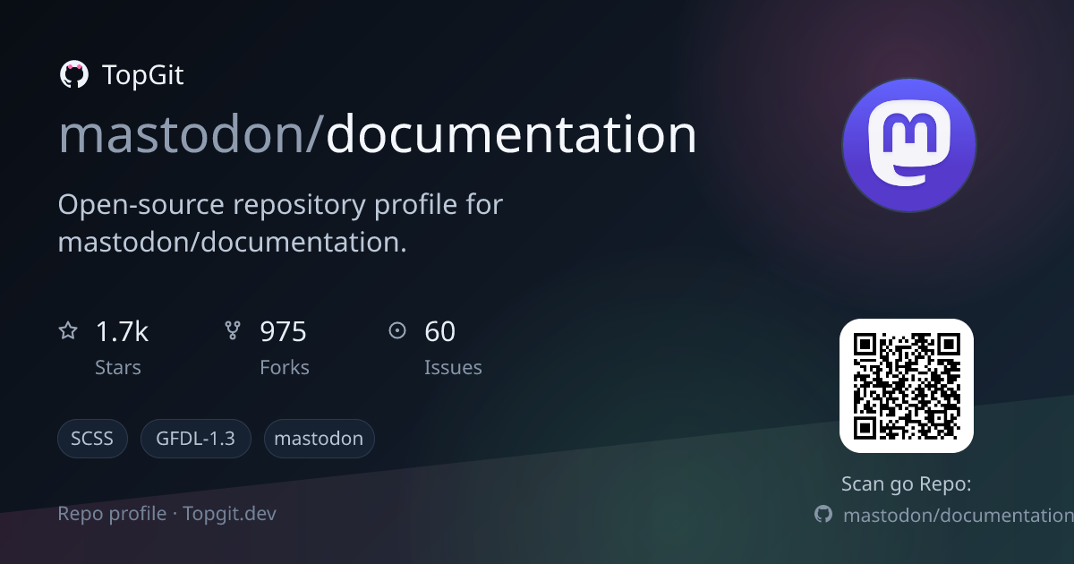 TopGit repo profile image for mastodon/documentation