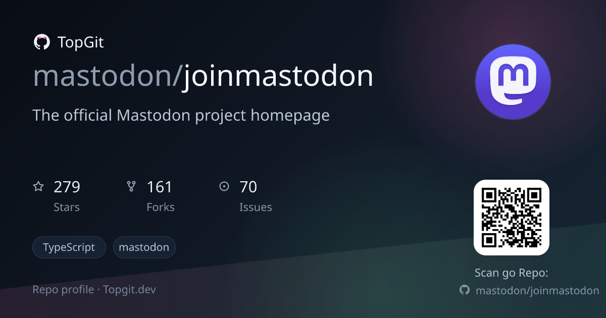 TopGit repo profile image for mastodon/joinmastodon