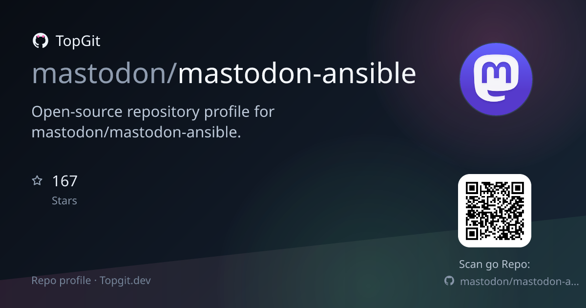 TopGit repo profile image for mastodon/mastodon-ansible
