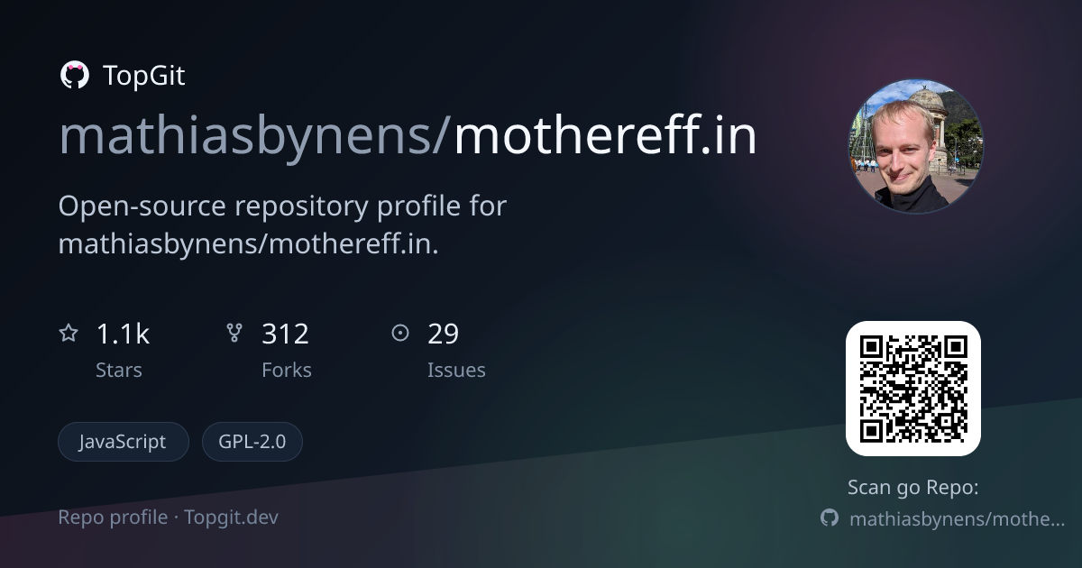 TopGit repo profile image for mathiasbynens/mothereff.in