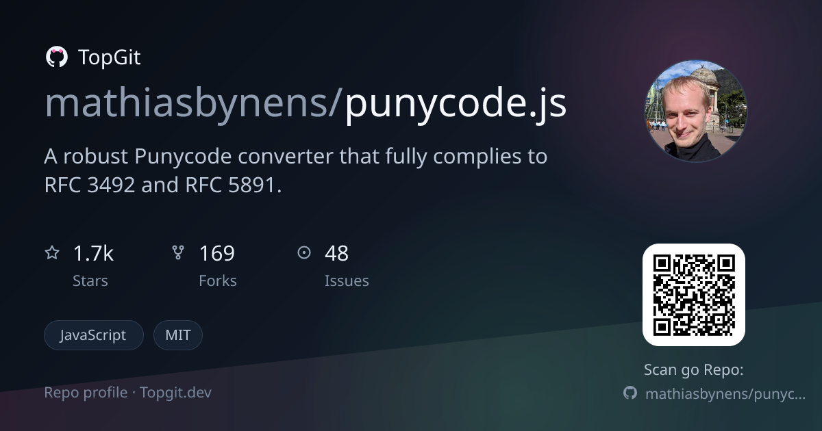 TopGit repo profile image for mathiasbynens/punycode.js