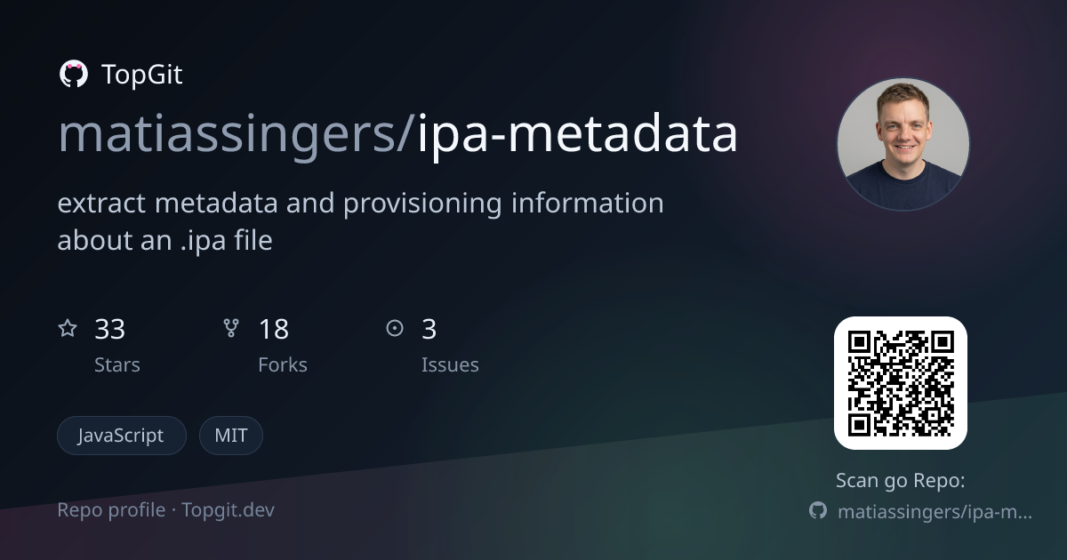TopGit repo profile image for matiassingers/ipa-metadata