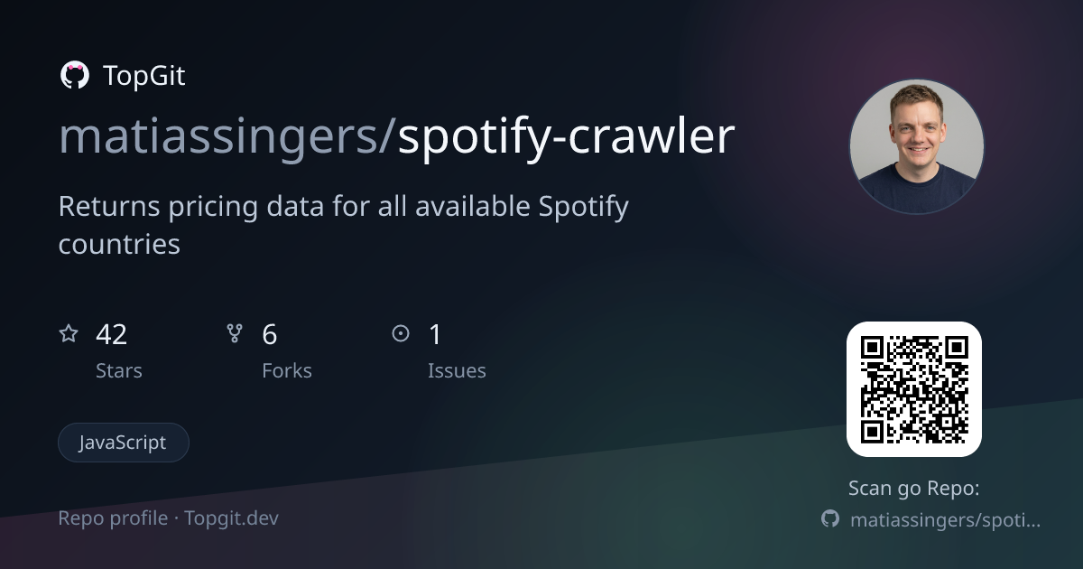 TopGit repo profile image for matiassingers/spotify-crawler