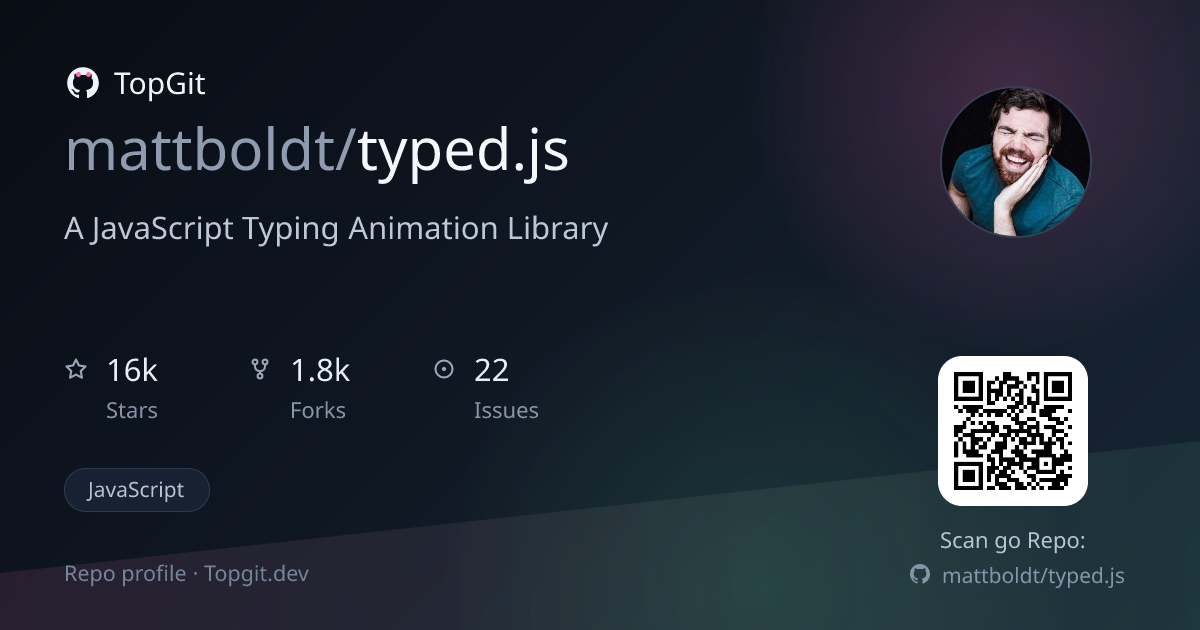 TopGit repo profile image for mattboldt/typed.js