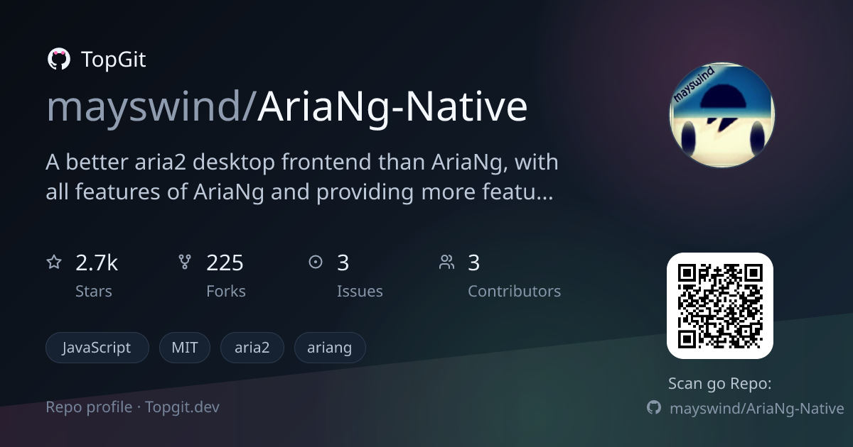 TopGit repo profile image for mayswind/AriaNg-Native