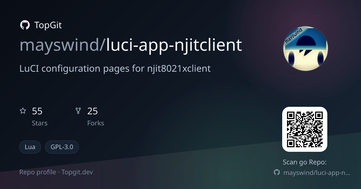TopGit repo profile image for mayswind/luci-app-njitclient