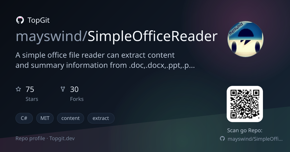 TopGit repo profile image for mayswind/SimpleOfficeReader