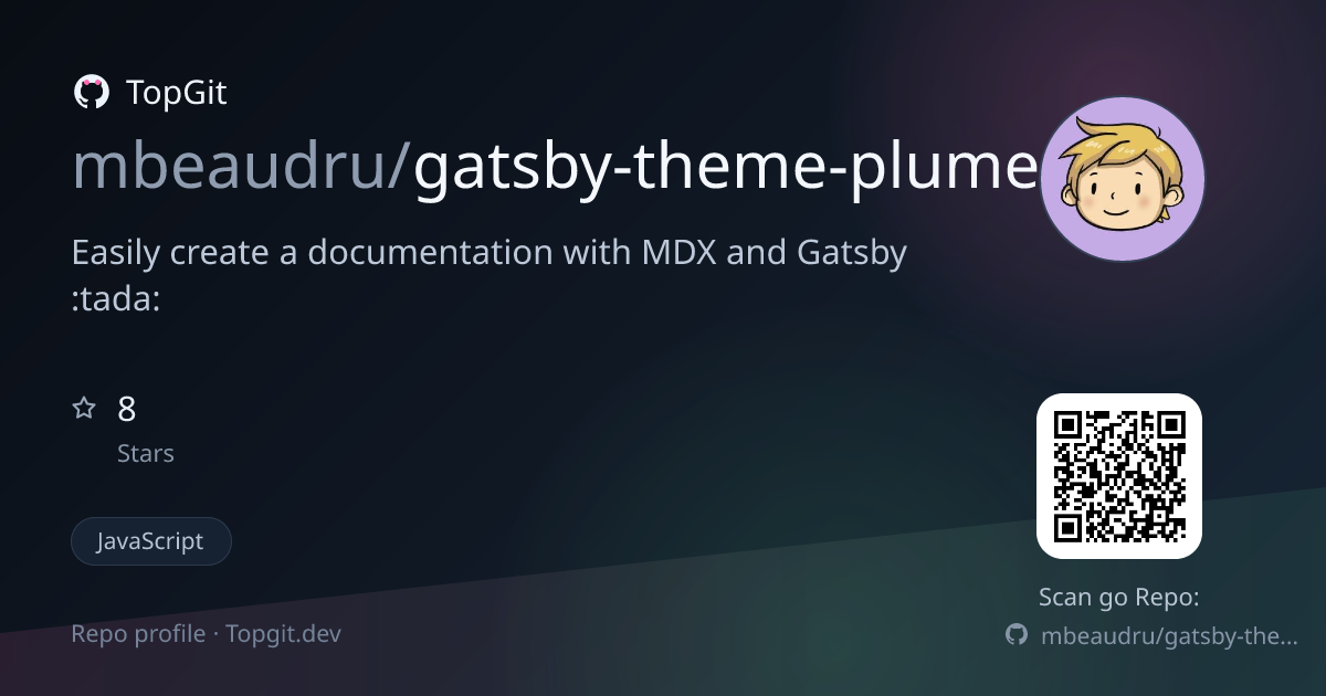 TopGit repo profile image for mbeaudru/gatsby-theme-plume