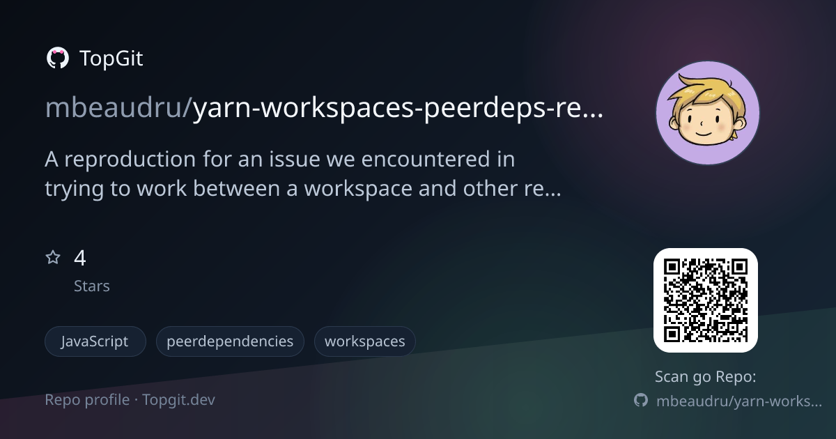 TopGit repo profile image for mbeaudru/yarn-workspaces-peerdeps-resolution