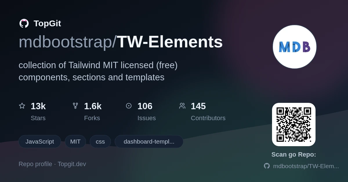 TopGit repo profile image for mdbootstrap/TW-Elements