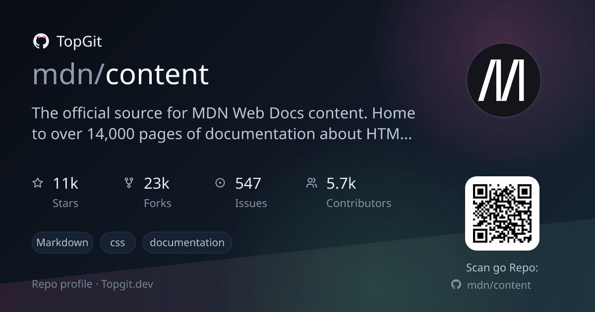 TopGit repo profile image for mdn/content