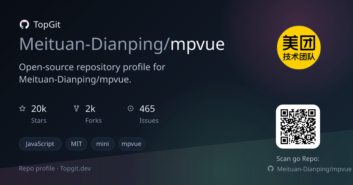 TopGit repo profile image for Meituan-Dianping/mpvue
