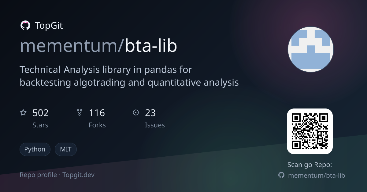 TopGit repo profile image for mementum/bta-lib