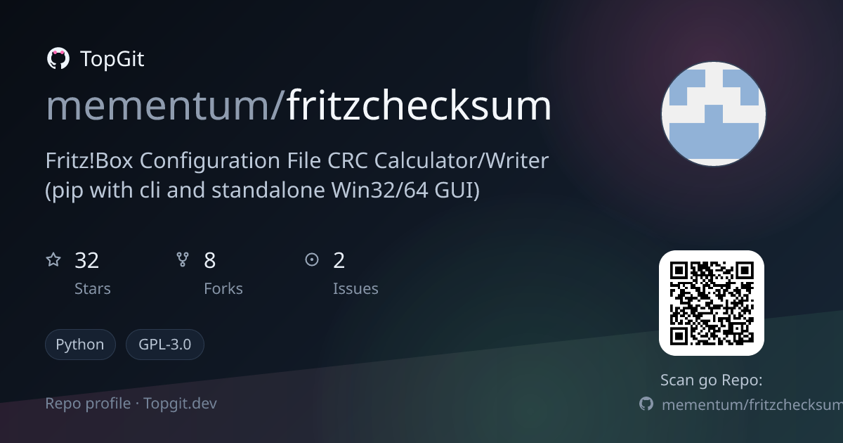 TopGit repo profile image for mementum/fritzchecksum