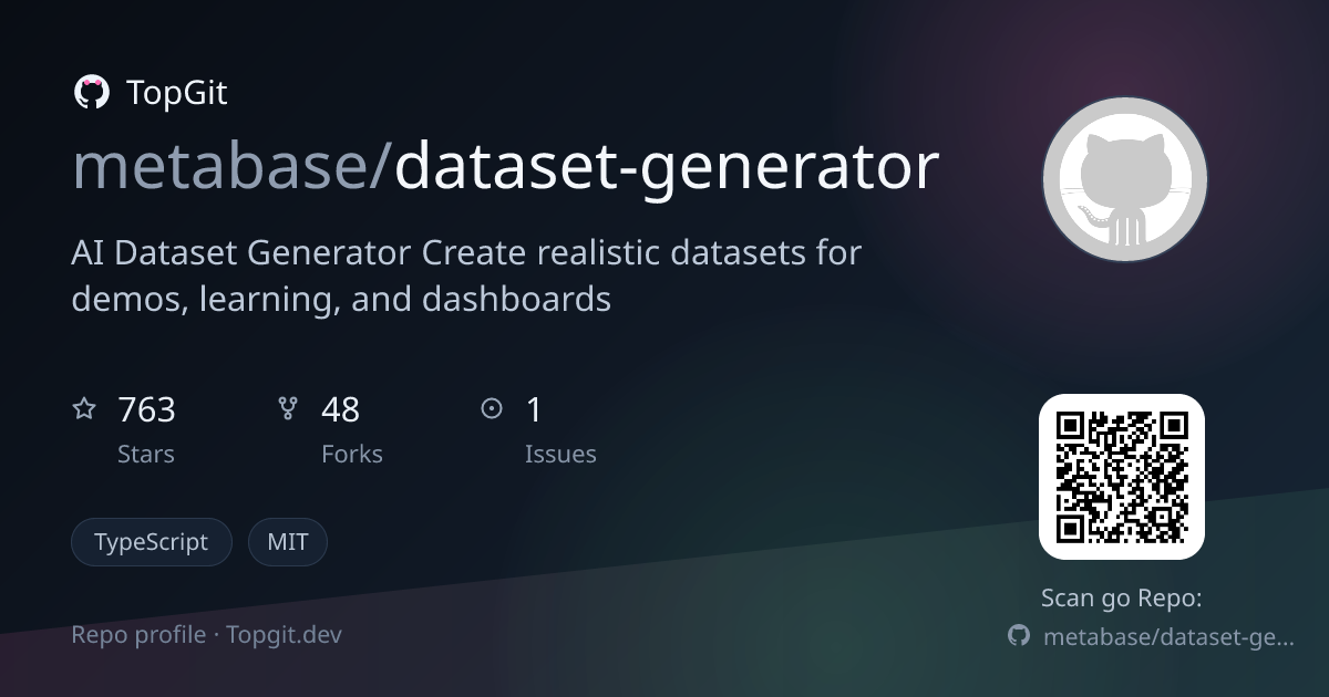 TopGit repo profile image for metabase/dataset-generator