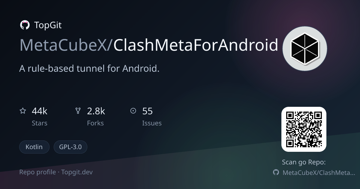 TopGit repo profile image for MetaCubeX/ClashMetaForAndroid