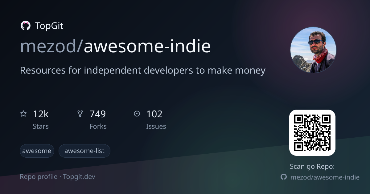 TopGit repo profile image for mezod/awesome-indie