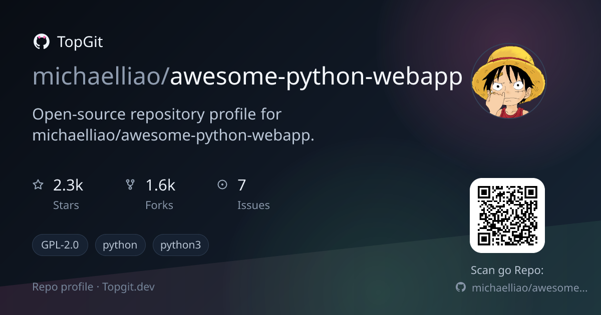 TopGit repo profile image for michaelliao/awesome-python-webapp