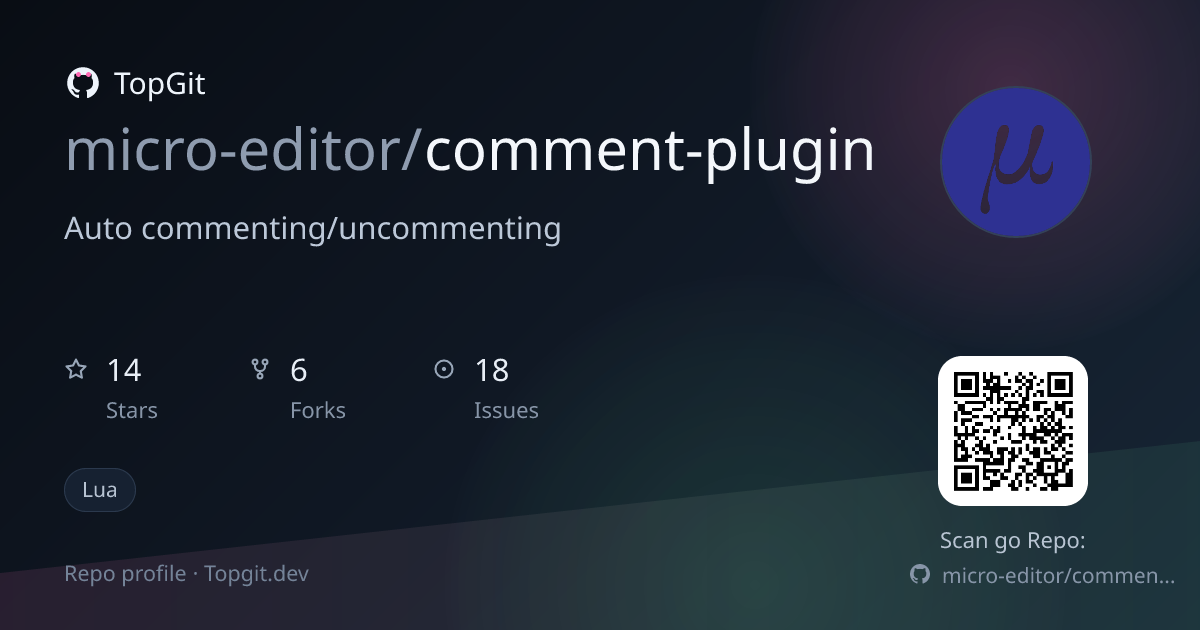 TopGit repo profile image for micro-editor/comment-plugin