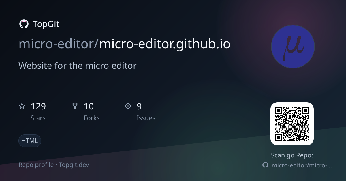 TopGit repo profile image for micro-editor/micro-editor.github.io