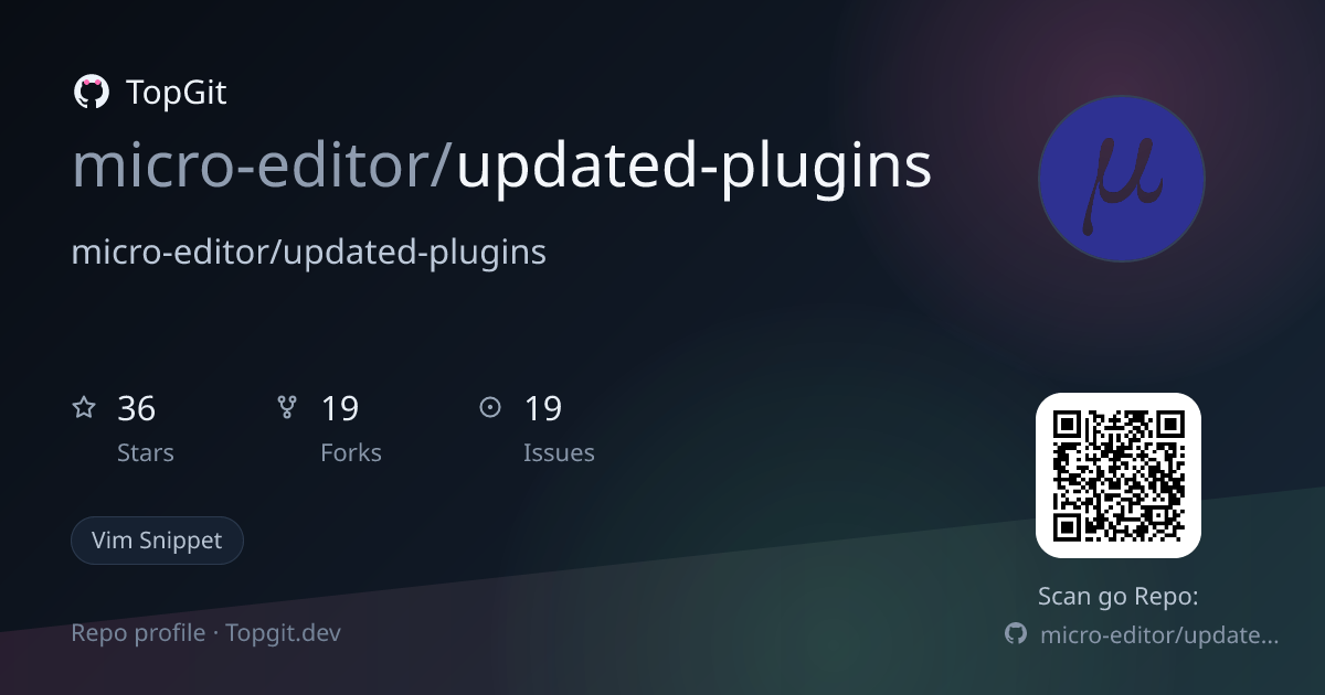 TopGit repo profile image for micro-editor/updated-plugins