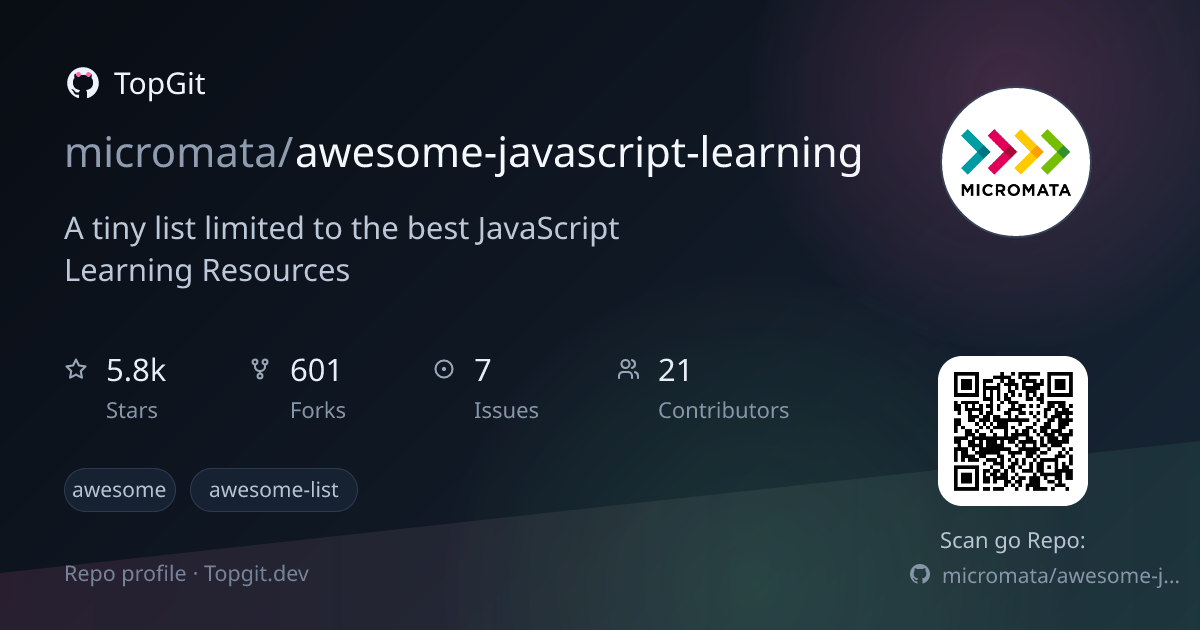 TopGit repo profile image for micromata/awesome-javascript-learning
