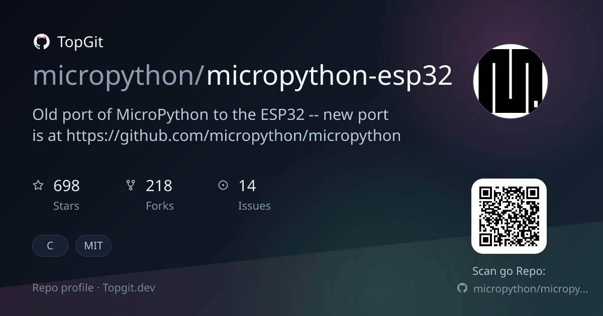 TopGit repo profile image for micropython/micropython-esp32