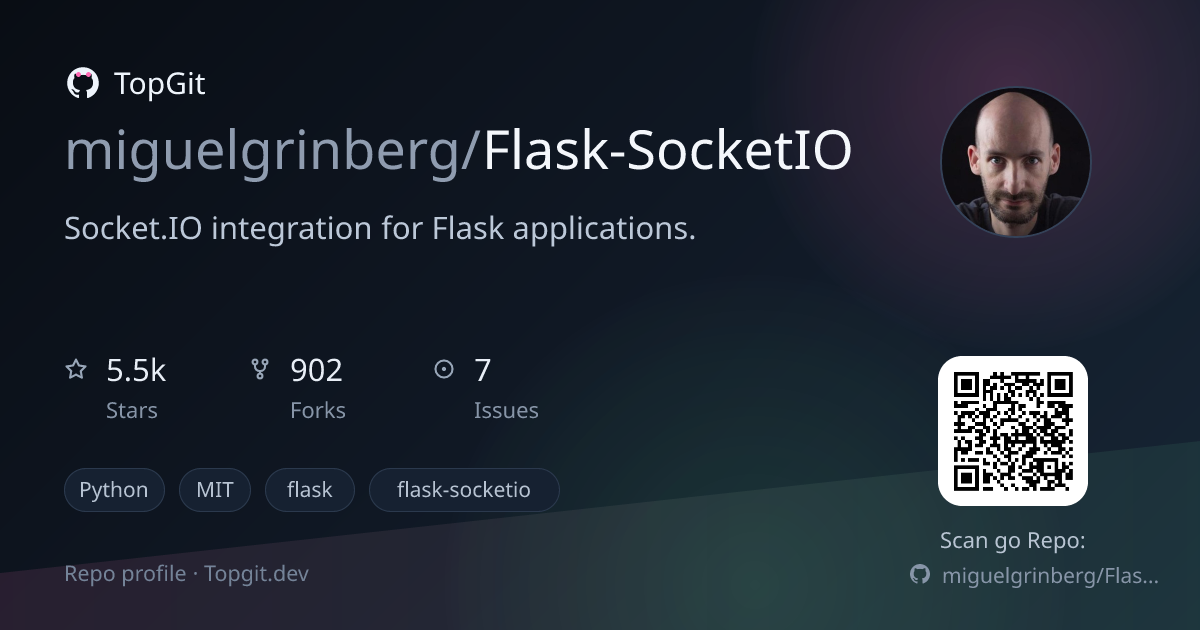 TopGit repo profile image for miguelgrinberg/Flask-SocketIO