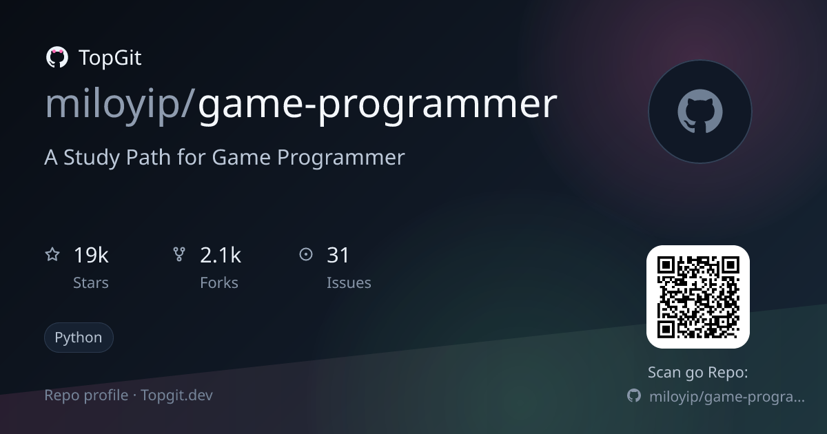 TopGit repo profile image for miloyip/game-programmer