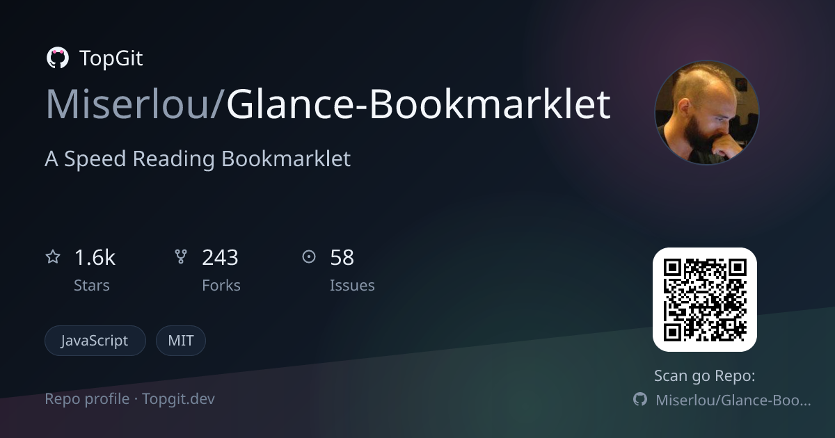 TopGit repo profile image for Miserlou/Glance-Bookmarklet
