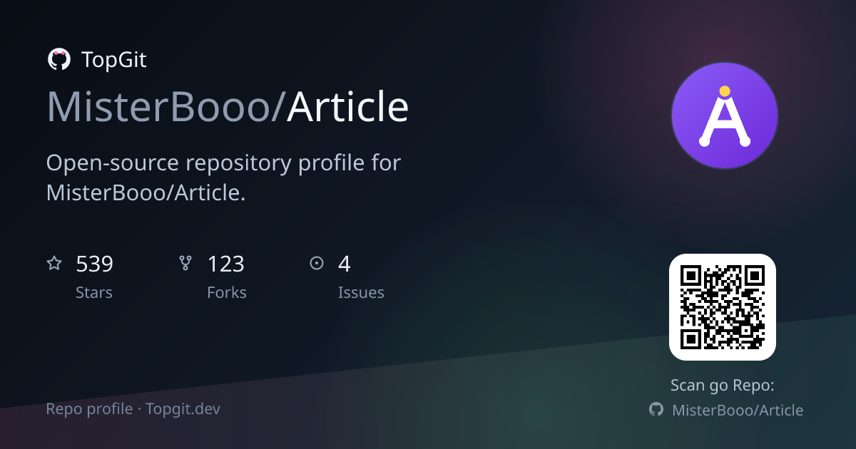 TopGit repo profile image for MisterBooo/Article