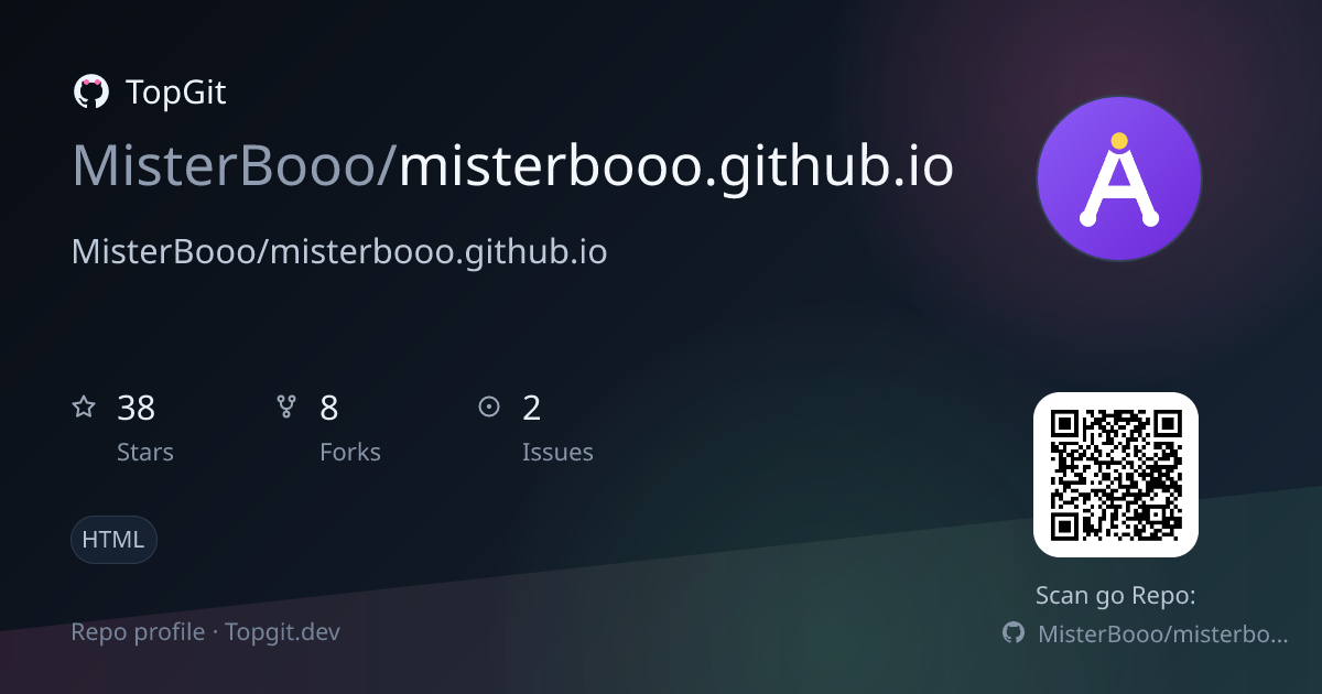 TopGit repo profile image for MisterBooo/misterbooo.github.io