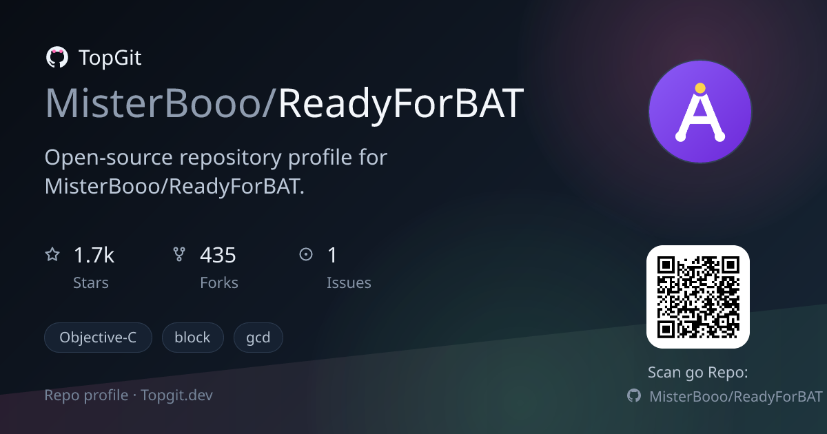 TopGit repo profile image for MisterBooo/ReadyForBAT