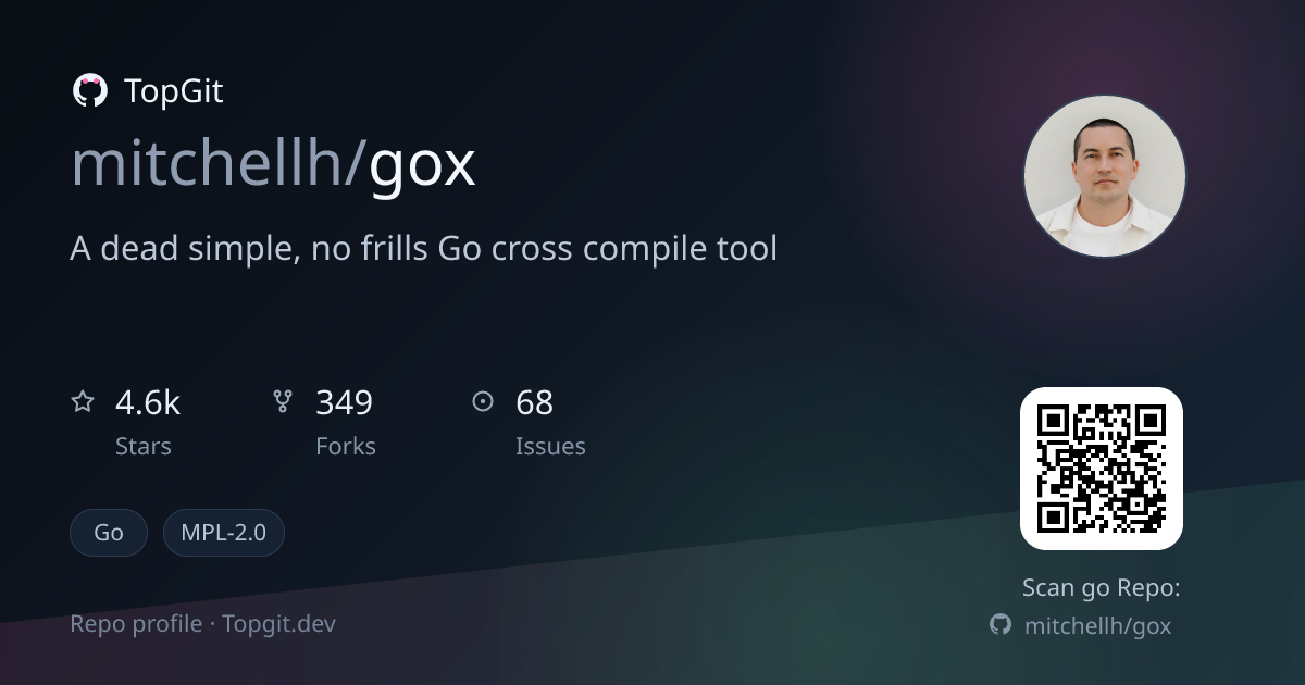 TopGit repo profile image for mitchellh/gox