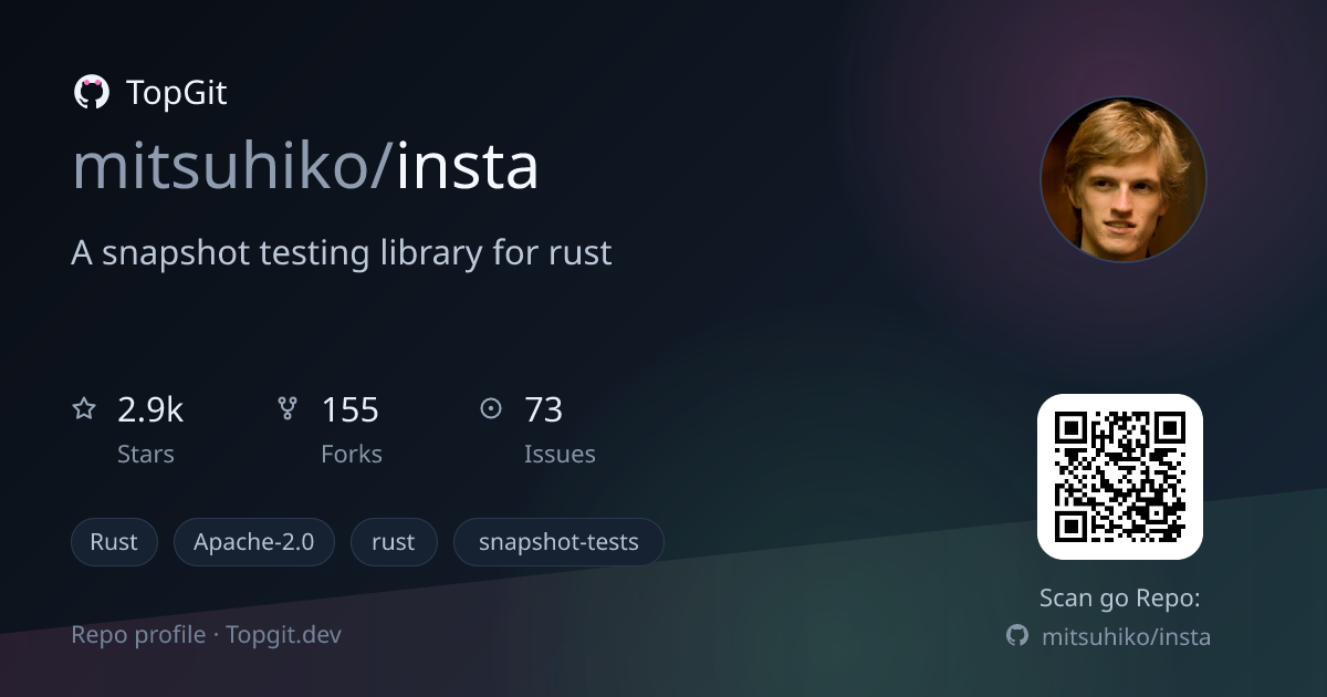 TopGit repo profile image for mitsuhiko/insta