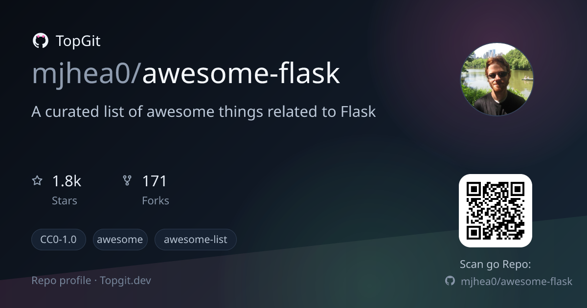 TopGit repo profile image for mjhea0/awesome-flask