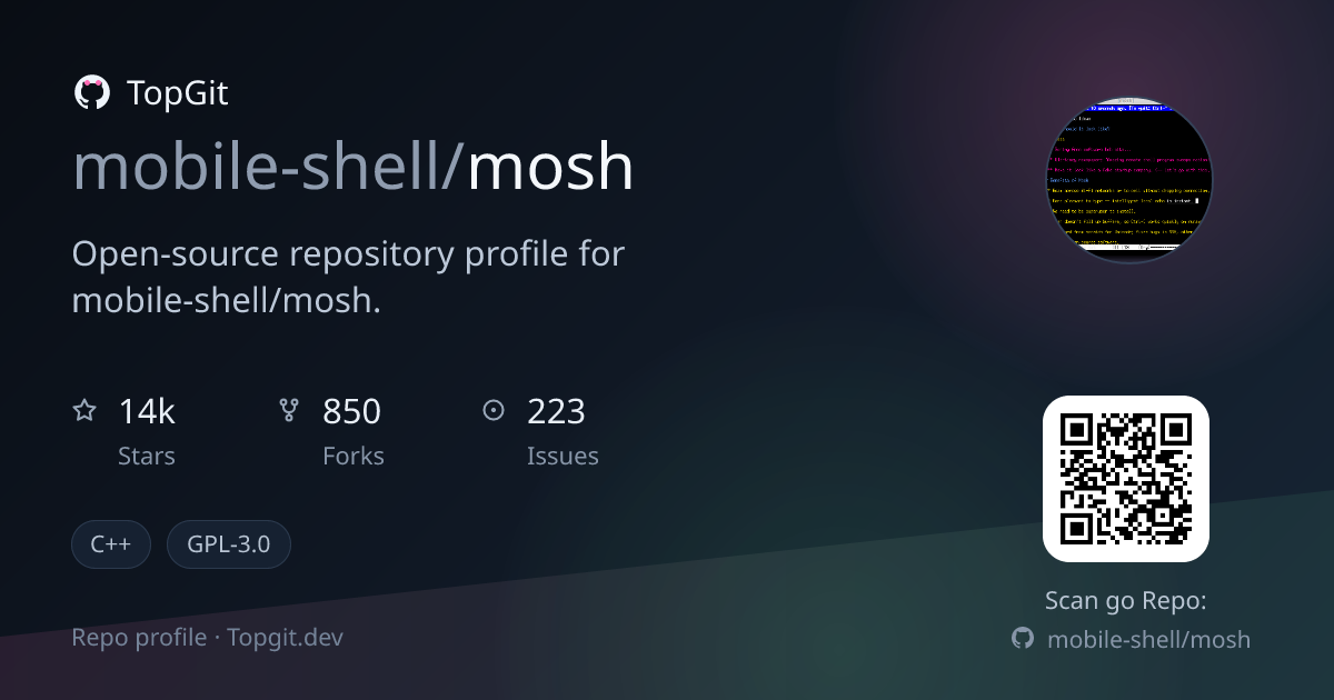 TopGit repo profile image for mobile-shell/mosh